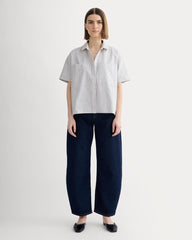 The Short-Sleeve Boxy Oxford | Charcoal / White