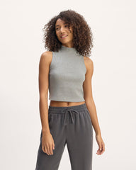 The Ribbed Mockneck Tank | Mid Heather Grey