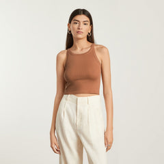 The Pima Micro-Rib Short Tank | Tawny Brown