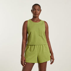 The Premium Weight Cropped Pocket Tank | Pepper