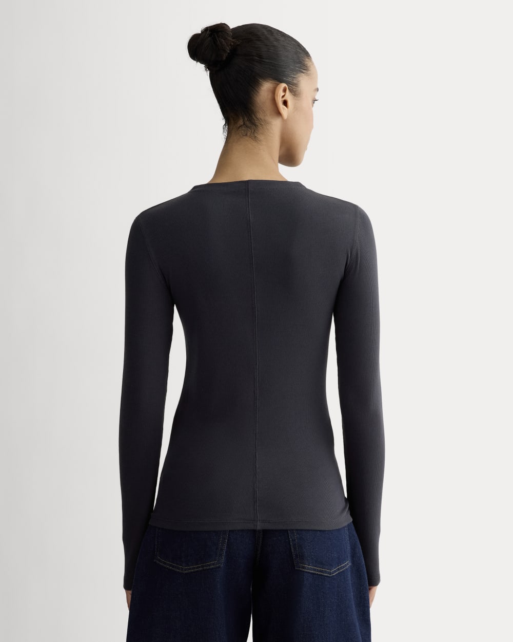 The Luxe Rib Funnel-Neck Tee | Navy