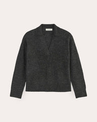The Oversized Polo in Alpaca | Heathered Black