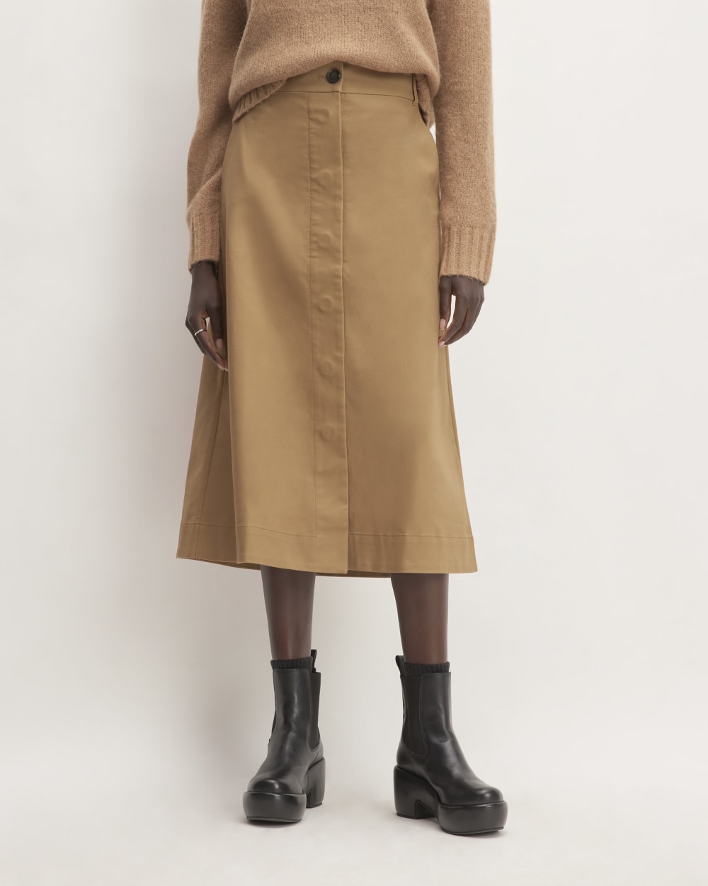 The Structured Cotton A-Line Skirt | Toasted Coconut