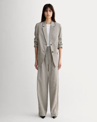 The Draper Pleated Pant in Buttersmooth | Deep Taupe Mini Gingham  | 32" Inseam