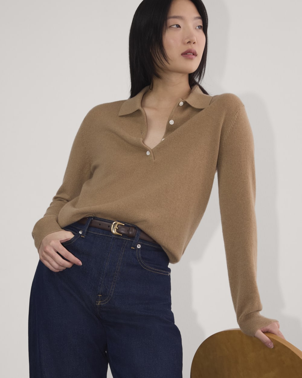 The Classic Polo in Cashmere | Tiger's Eye