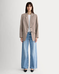 The Oversized Blazer in Buttersmooth | Deep Taupe Mini Gingham