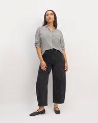 The Utility Shirt in Washable Silk | Black / White