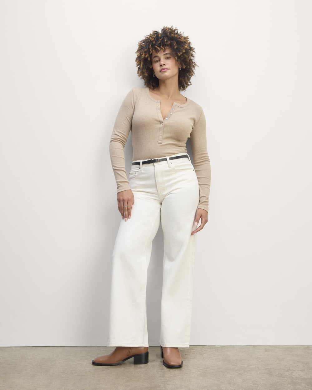 The Luxe Rib Henley | Heathered Tan