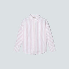 The Oversized Poplin Shirt | Equestrian Red / White