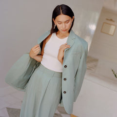 The Draper Pleated Pant in Buttersmooth | Lily Pad | 32" Inseam