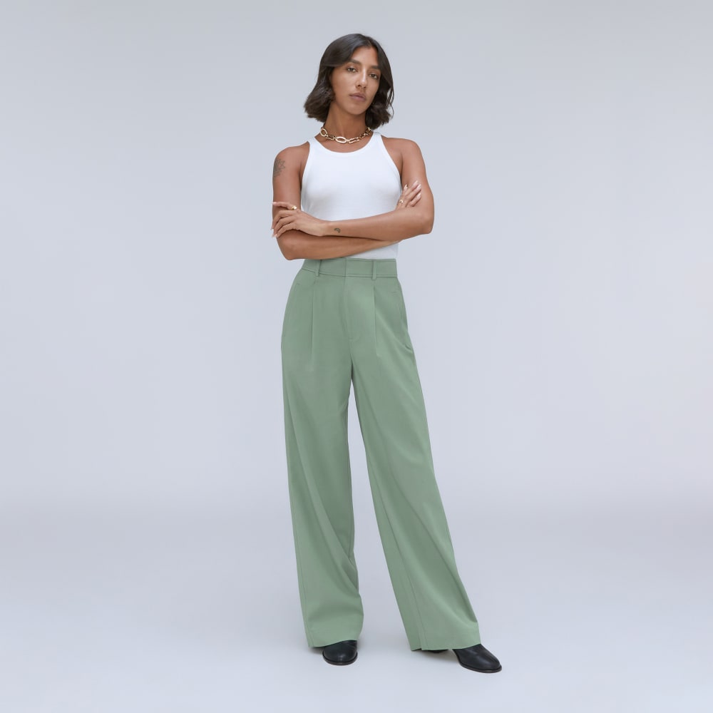 The Draper Pleated Pant in Buttersmooth | Lily Pad | 30" Inseam