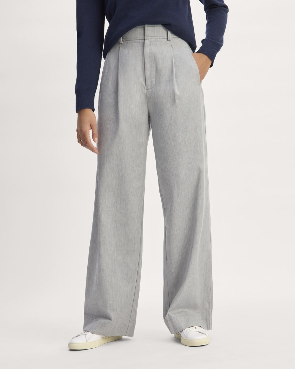 The Draper Pleated Pant in Buttersmooth | Heather Steel | 32" Inseam