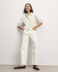 The Way-Short Shirt in Silky Cotton | Bone / Black