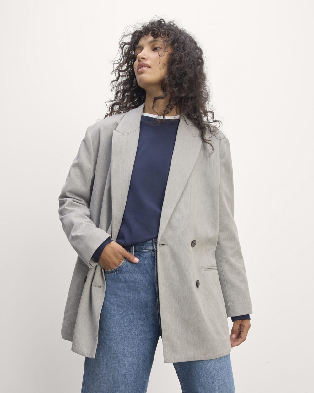 The Double-Breasted Blazer in Buttersmooth | Heather Steel
