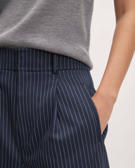 The Draper Pleated Pant in Buttersmooth | Navy / Bone | 32" Inseam