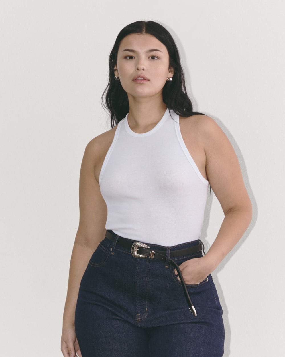 The Luxe Rib Racerback Tank | White