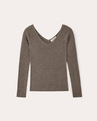 The Off-Shoulder Top in Ultrasoft Merino | Heather Cocoa