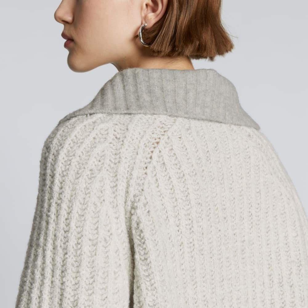 The Luxe Teddy Oversized Half Zip Sweater | Canvas Tan / Heather Grey