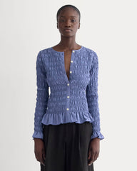 The Smocked Cardigan | Blue Dusk