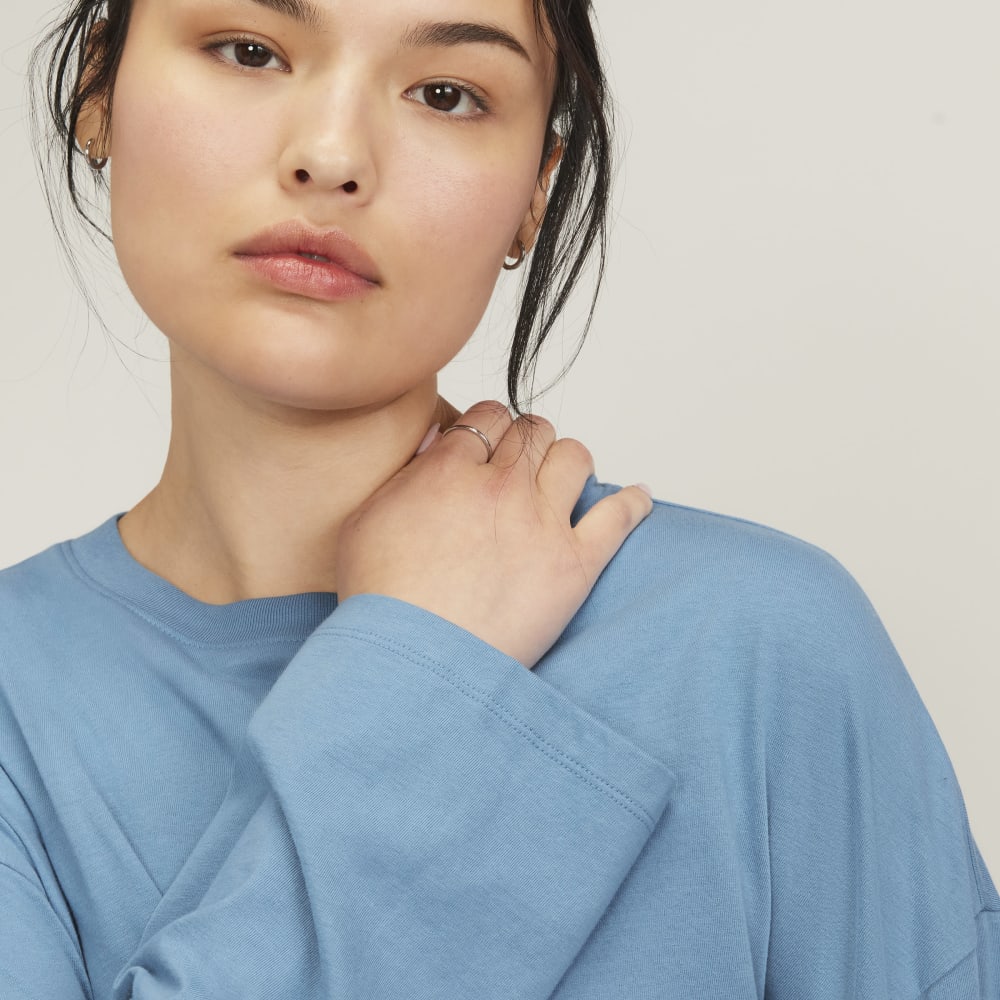 The Organic Cotton Relaxed Long Sleeve Tee | Heritage Blue