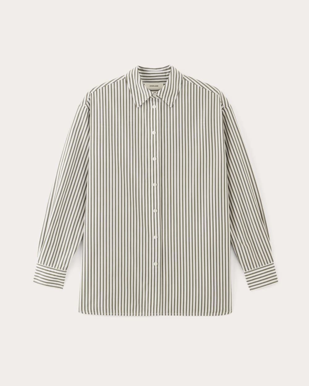 The Supima® Cotton Boyfriend Shirt | White / Moss Green
