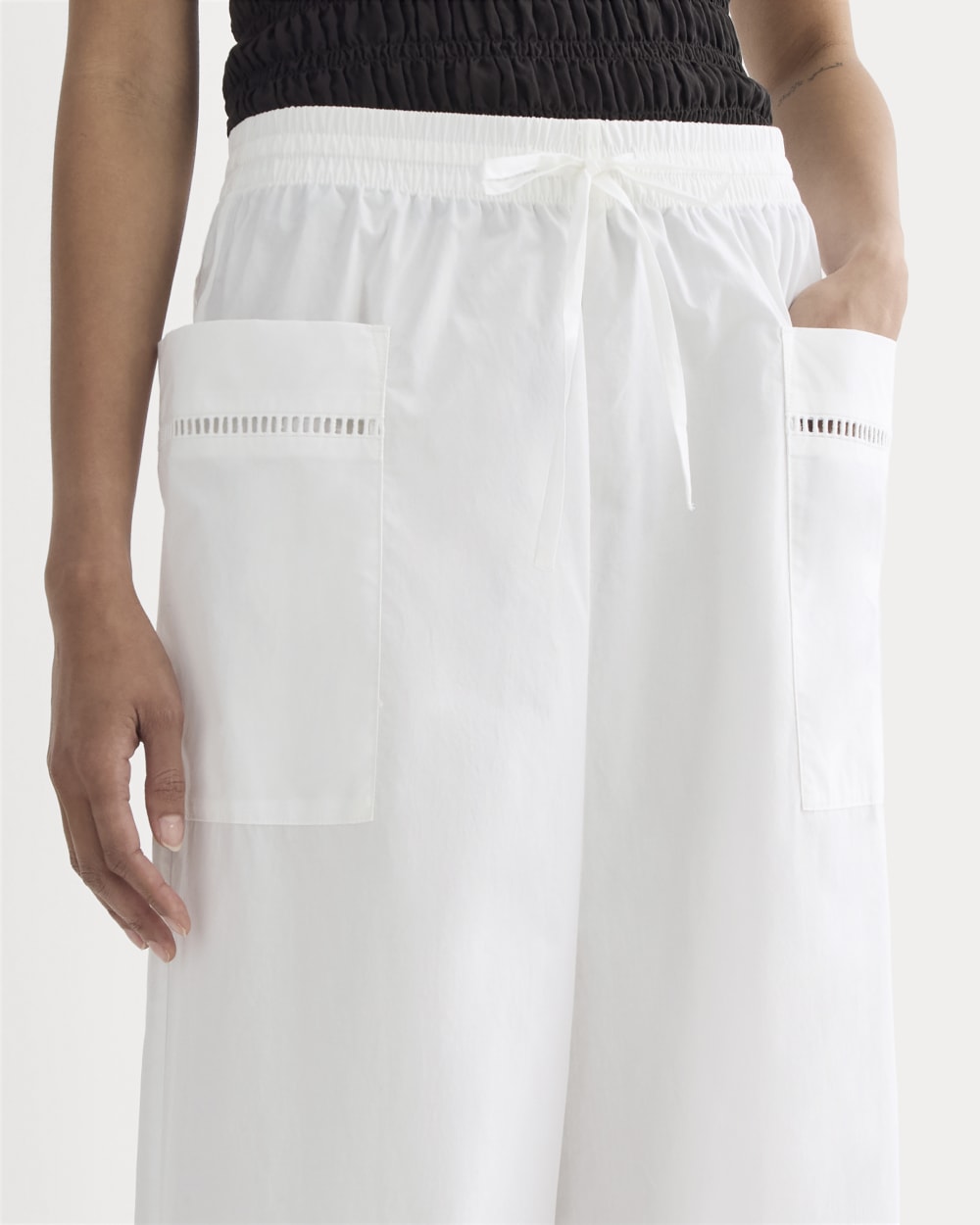 The Lace Trim Pant | White