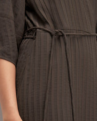 The City Stripe Wrap Dress | Earth Brown