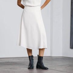 The City Stripe Midi Skirt | Bone