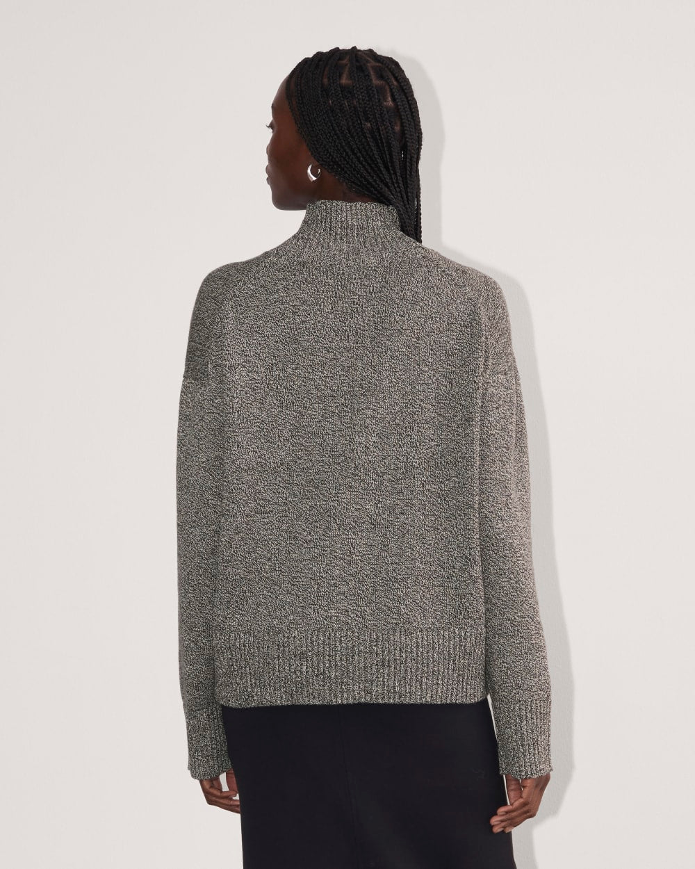 The Boxy Turtleneck in Everyday Cotton | Canvas / Black Twist