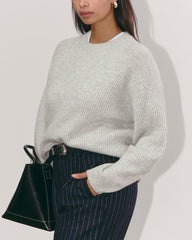 The Cocoon Crew in Wool Cashmere | Light Heather Grey