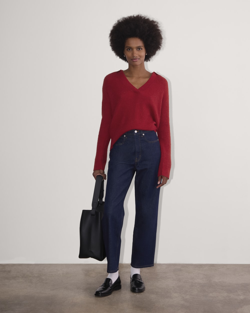 The Oversized Polo in Alpaca | Berry Red