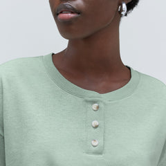 The Vintage Henley Hemp Tee | White Sage