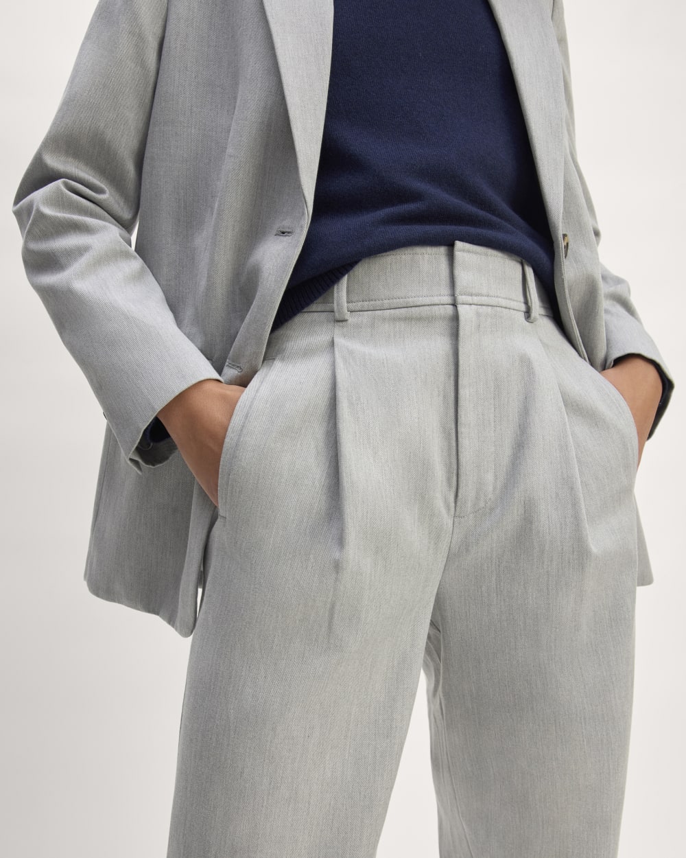The Draper Pleated Pant in Buttersmooth | Heather Steel | 30" Inseam