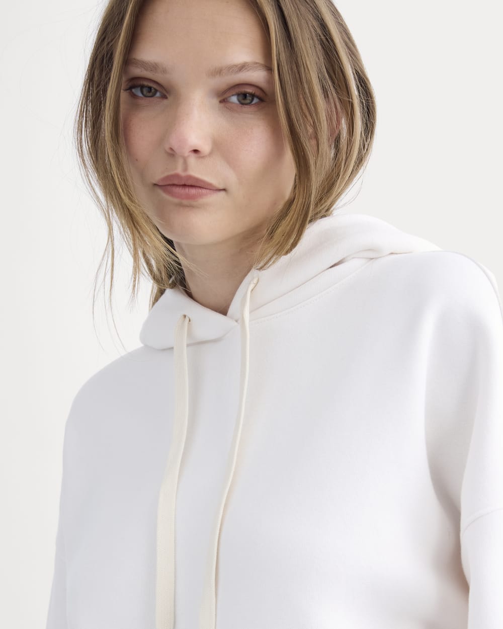 Cropped Luxe Fleece Hoodie | Bone