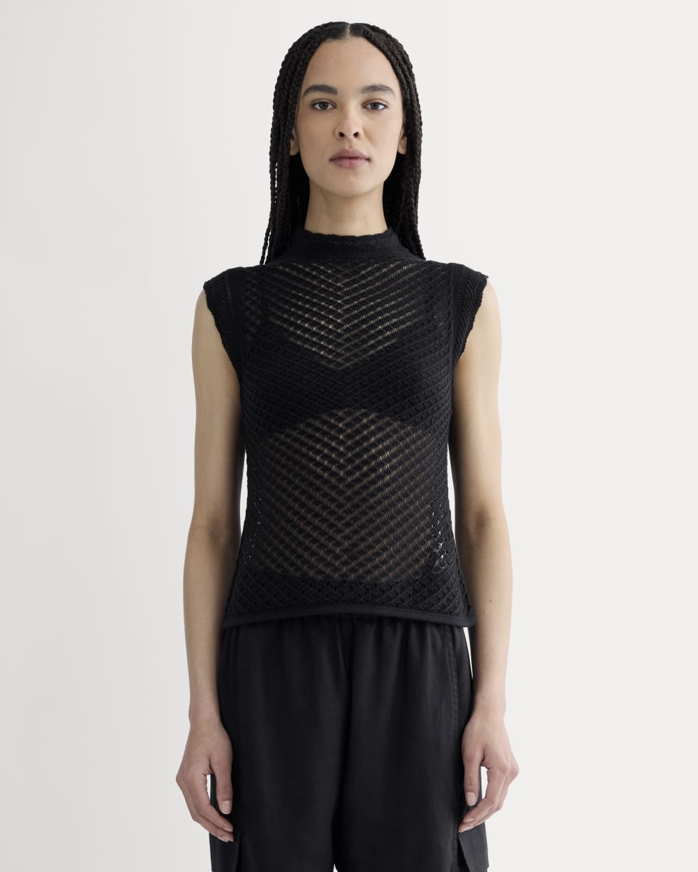 The Lace Knit Tank | Black