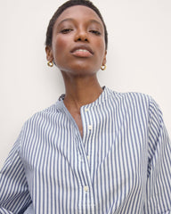 The Henley Shirt in Silky Cotton | White / Bellwether Blue