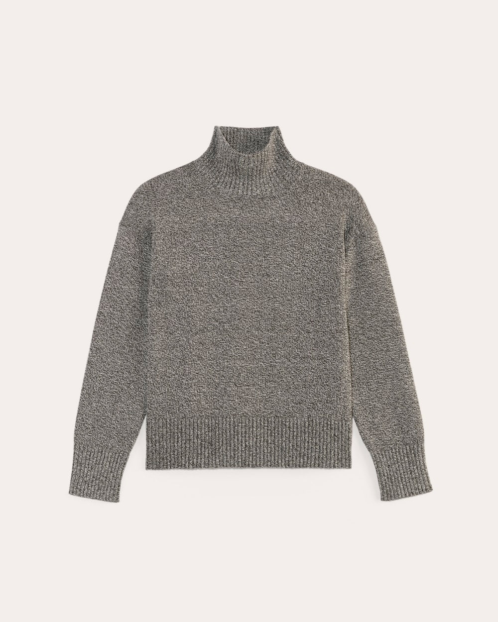 The Boxy Turtleneck in Everyday Cotton | Canvas / Black Twist