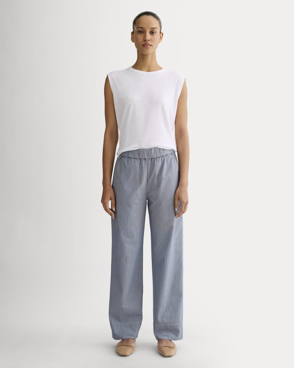 The Easy Pant | Dark Denim Pinstripe