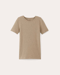 The Luxe Rib Crew | Heathered Tan