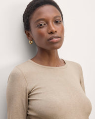 The Luxe Rib Long-Sleeve Crew | Heathered Tan