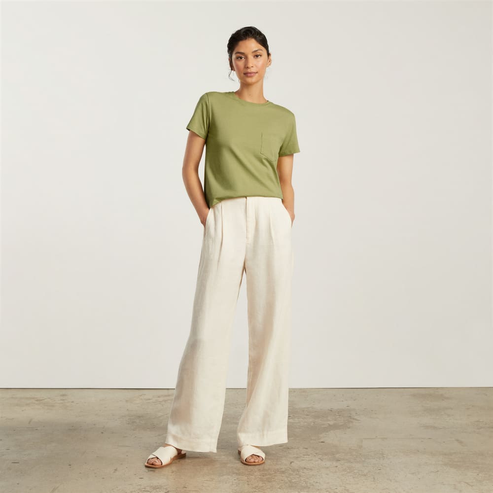 The Box-Cut Tee in Essential Cotton | Leek | Pocket