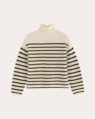 The Fisherman Turtleneck in Wool Cashmere | Bone / Black