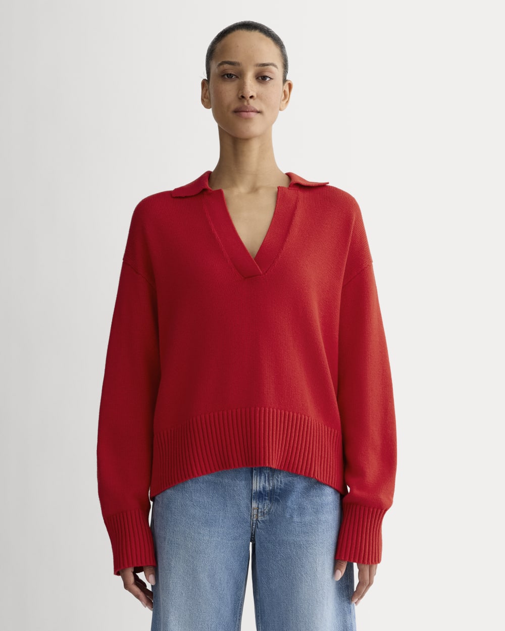 The Boxy Polo in Everyday Cotton | Classic Red