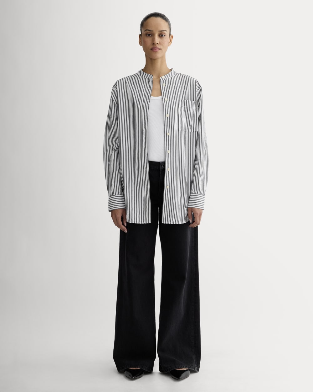 The Oversized Shirt in Ultrasoft Cotton | Optic White / Black