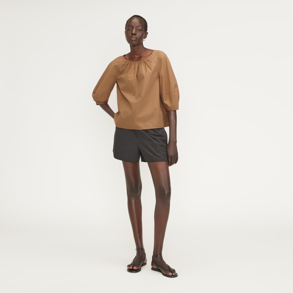 The Poplin Scoop-Neck Top | Caramel