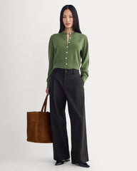 Cashmere Cropped Cardigan | Forest Green