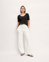 The Vintage Rib Scoop-Neck Top | Black