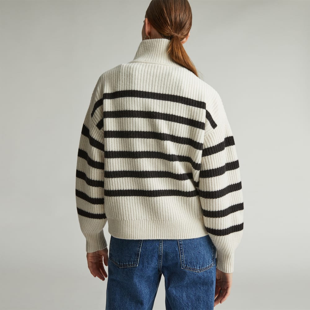 The Half-Zip Sweater in Luxe Merino | Bone / Black