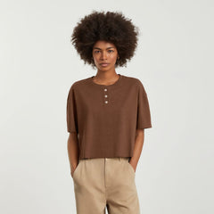 The Vintage Henley Hemp Tee | Espresso