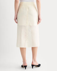 Midi Skirt in Cotton-Silk Organza | Parchment